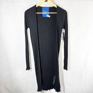 Simon Miller Rib Limosa Black Long Line Open Cardigan Size XS
